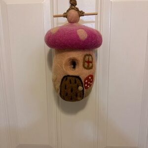 DZI Magic Mushroom Wild Woolies Wool Felt Birdhouse Bird 12" Plush Hanging Birds
